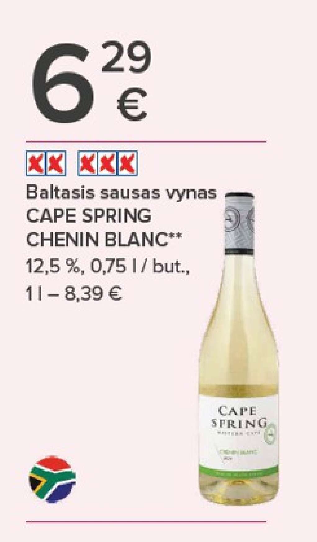 Baltasis sausas vynas CAPE SPRING CHENIN BLANC, 0.75 l