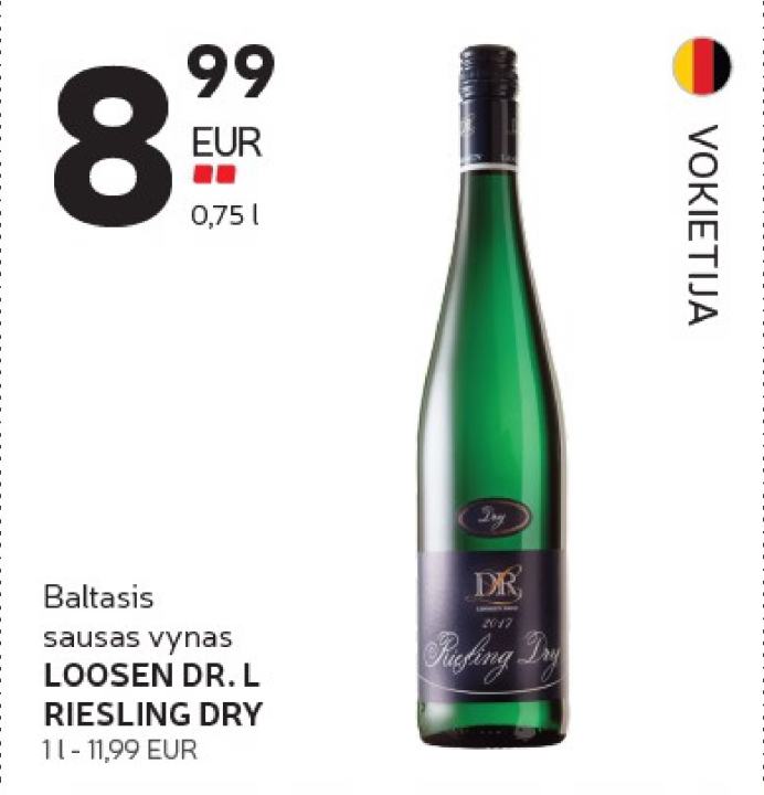 Baltasis sausas vynas LOOSEN DR. L RIESLING DRY, 0.75 l