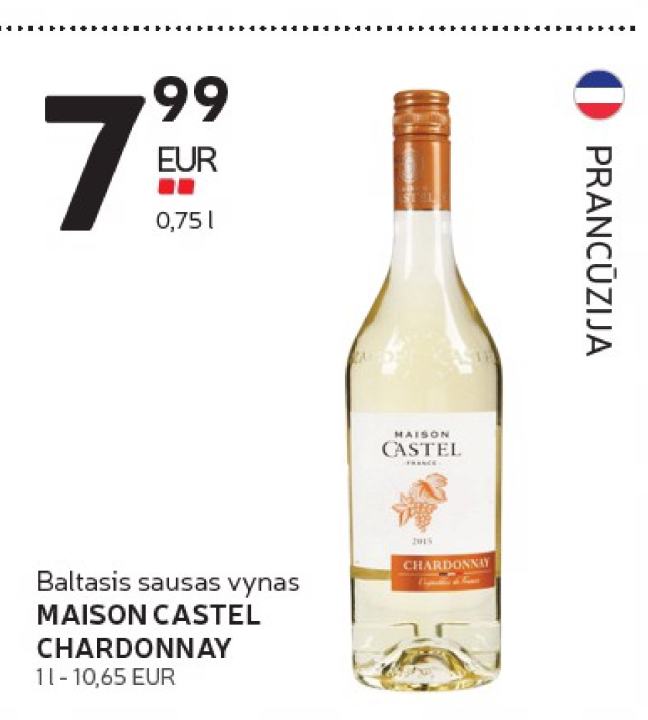 Baltasis sausas vynas MAISON CASTEL CHARDONNAY, 0.75 l