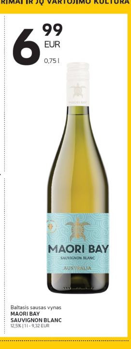 Baltasis sausas vynas MAORI BAY SAUVIGNON BLANC, 0.75 l