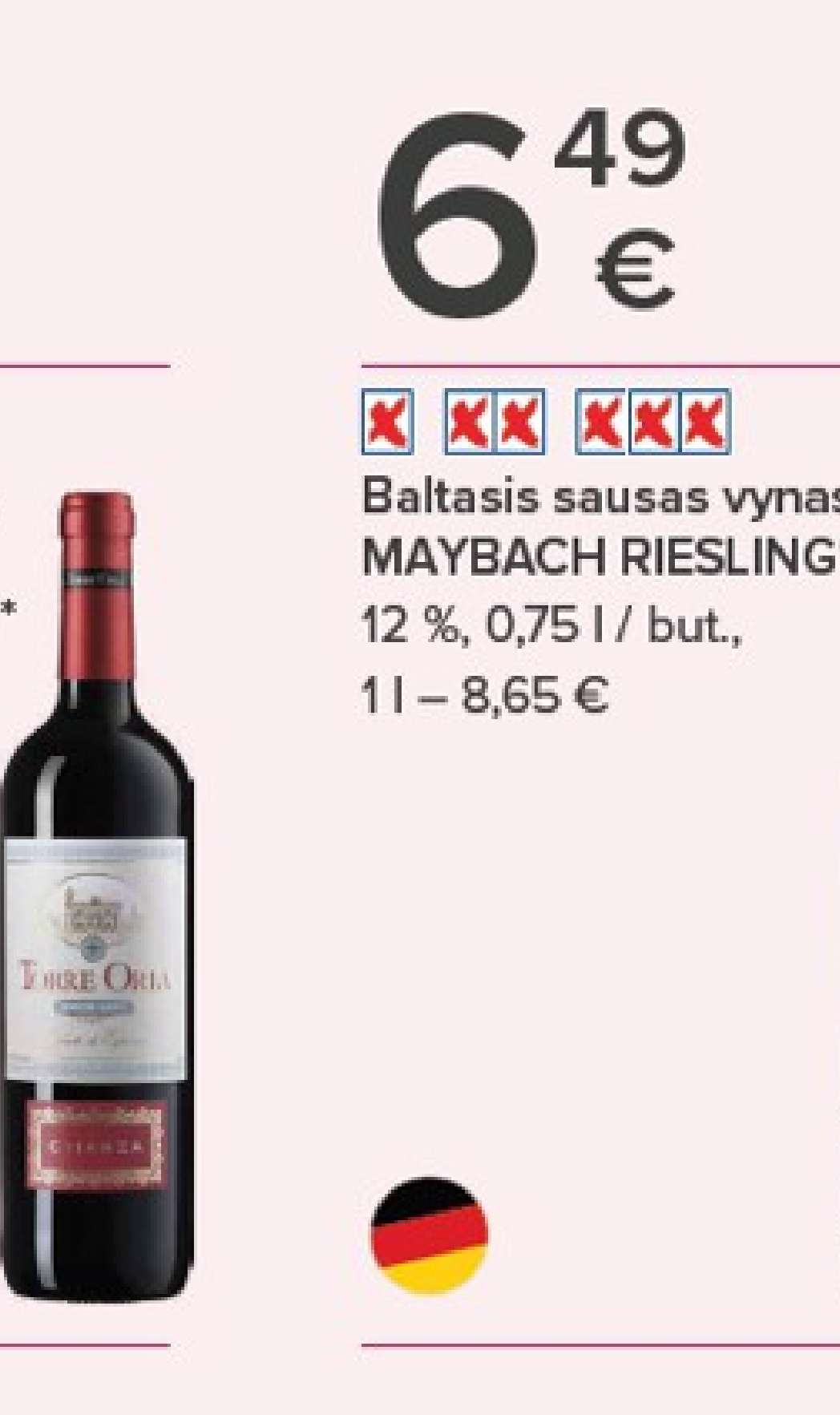 Baltasis sausas vynas MAYBACH RIESLING, 0.75 l
