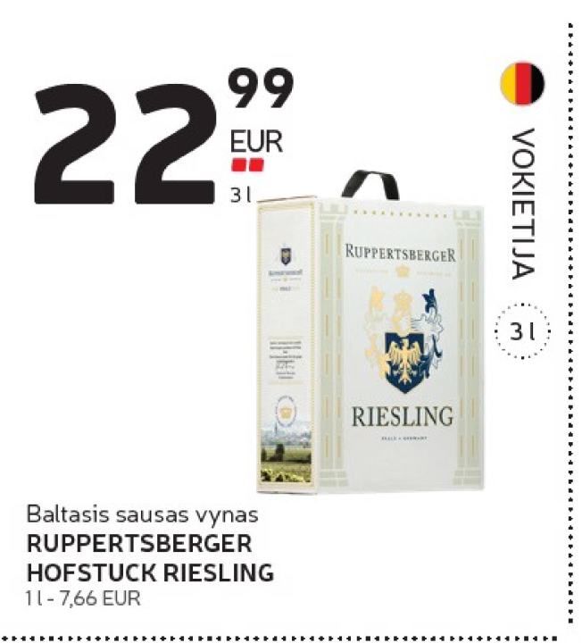 Baltasis sausas vynas RUPPERTSBERGER HOFSTUCK RIESLING, 3 l