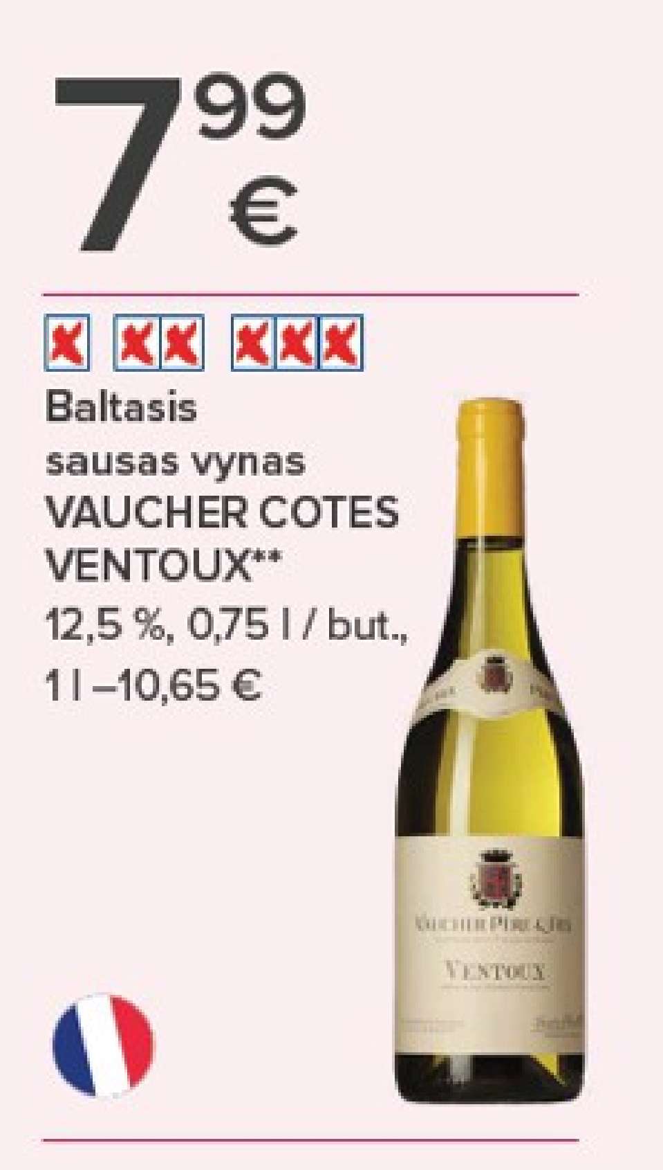 Baltasis sausas vynas VAUCHER COTES VENTOUX, 0.75 l