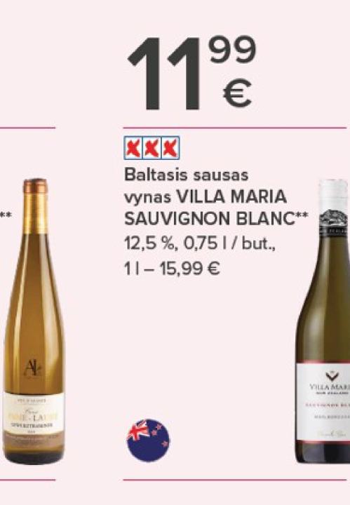 Baltasis sausas vynas VILLA MARIA SAUVIGNON BLANC, 0.75 l