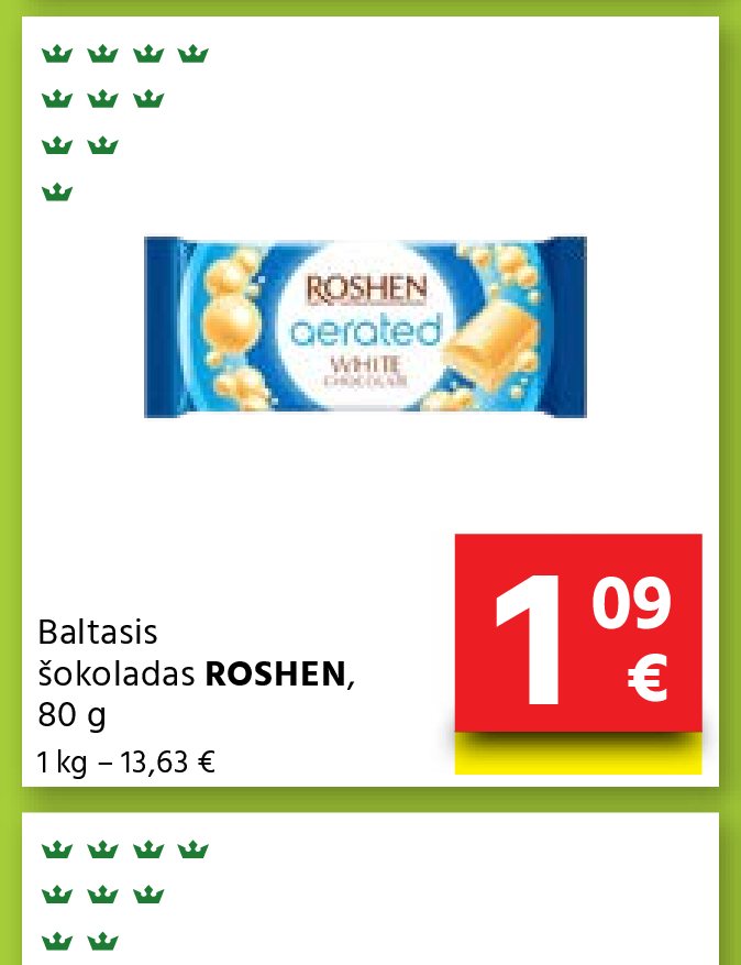 Baltasis šokoladas ROSHEN, 80 g