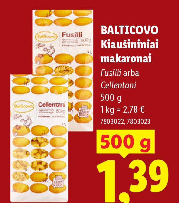 BALTICOVO Kiaušininiai makaronai, 500 g