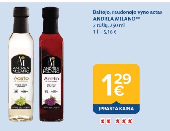 Baltojo; raudonojo vyno actas ANDREA MILANO, 250 ml