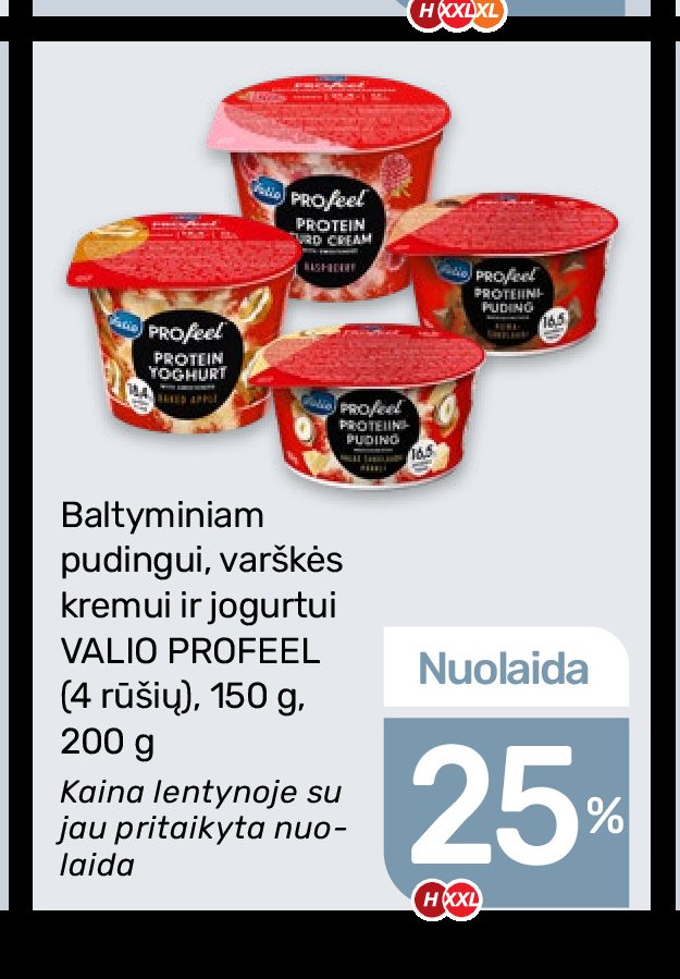 Baltyminiam pudingui, varškės kremui ir jogurtui VALIO PROFEEL, 150 g