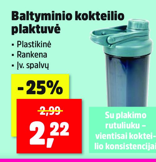 Baltyminio kokteilio plaktuvė