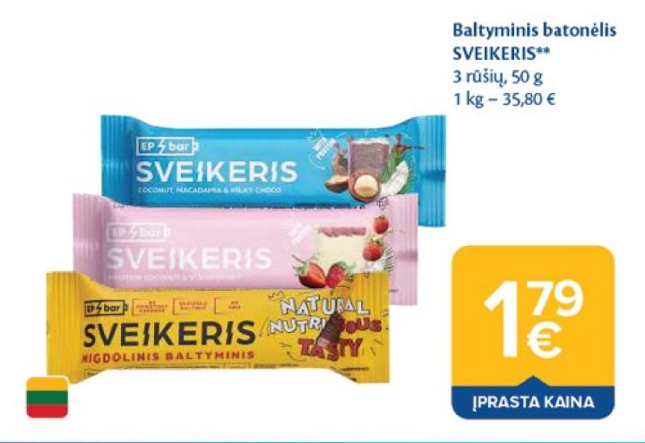 Baltyminis batonėlis SVEIKERIS, 50 g