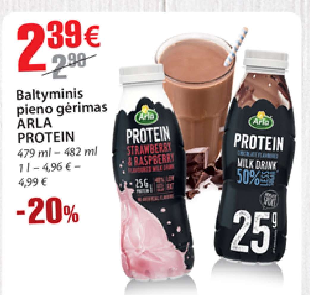 Baltyminis pieno gėrimas ARLA PROTEIN, 479 ml - 482 ml