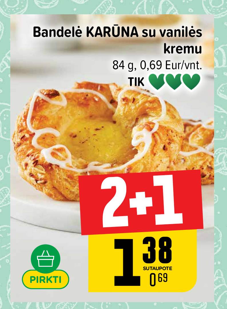 Bandelė KARŪNA su vanilės kremu, 84 g
