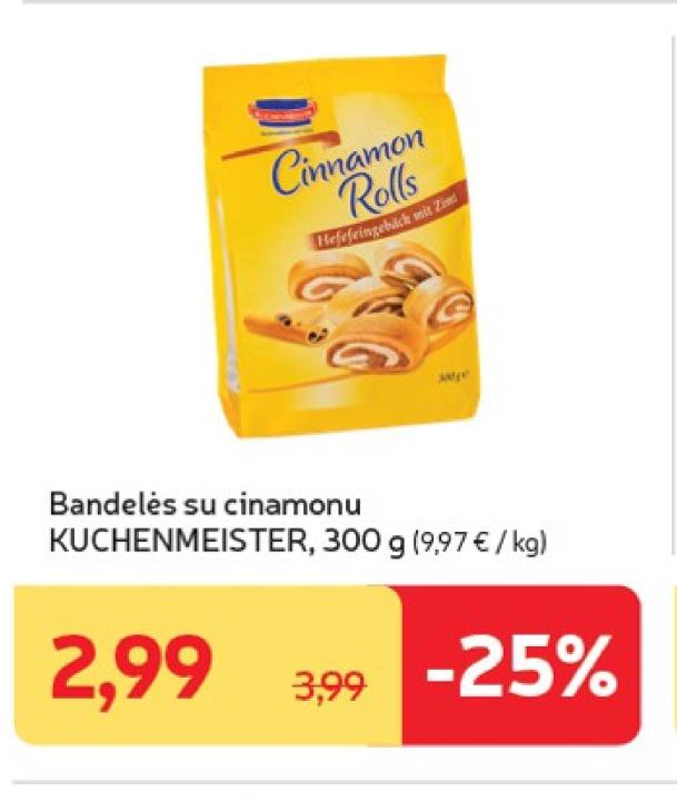 Bandelės su cinamonu KUCHENMEISTER, 300 g