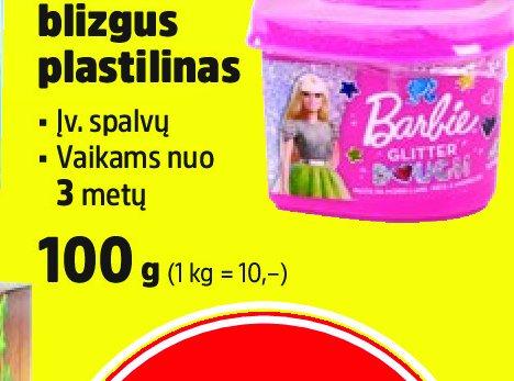 „Barbie“ blizgus plastilinas, 100 g