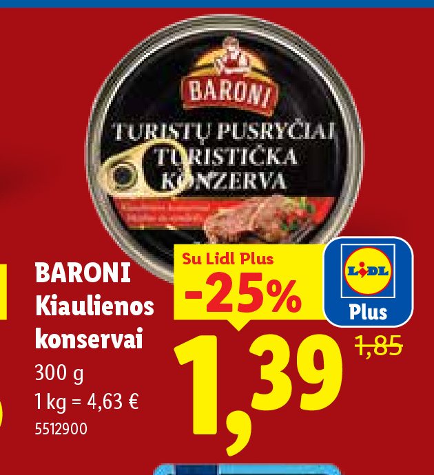 BARONI Kiaulienos konservai, 300 g