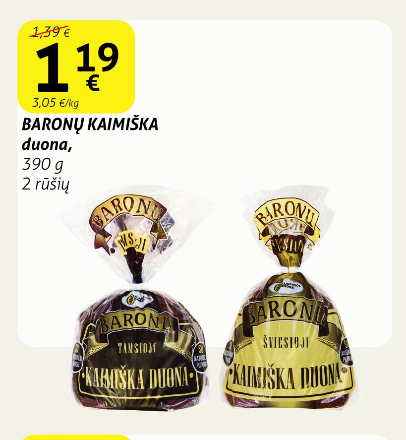 BARONŲ KAIMIŠKA duona, 390 g