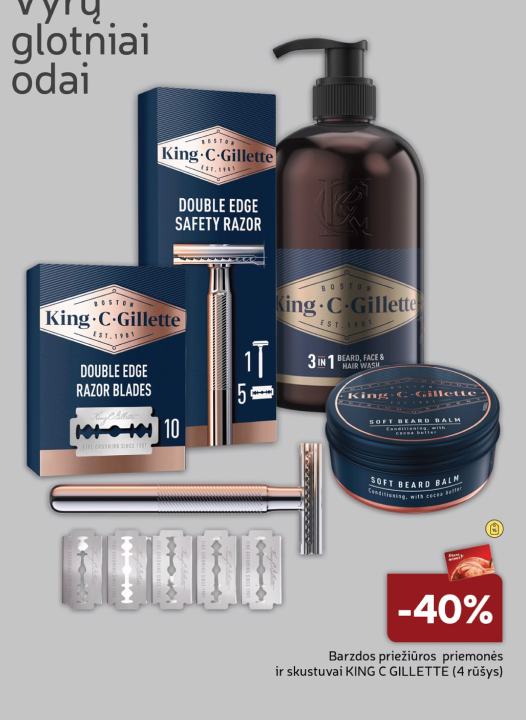 Barzdos priežiūros priemonės ir skustuvai KING C GILLETTE