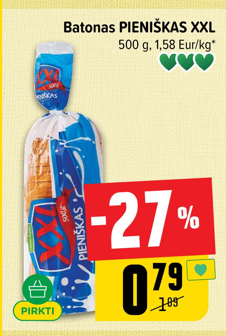 Batonas PIENIŠKAS XXL, 500 g