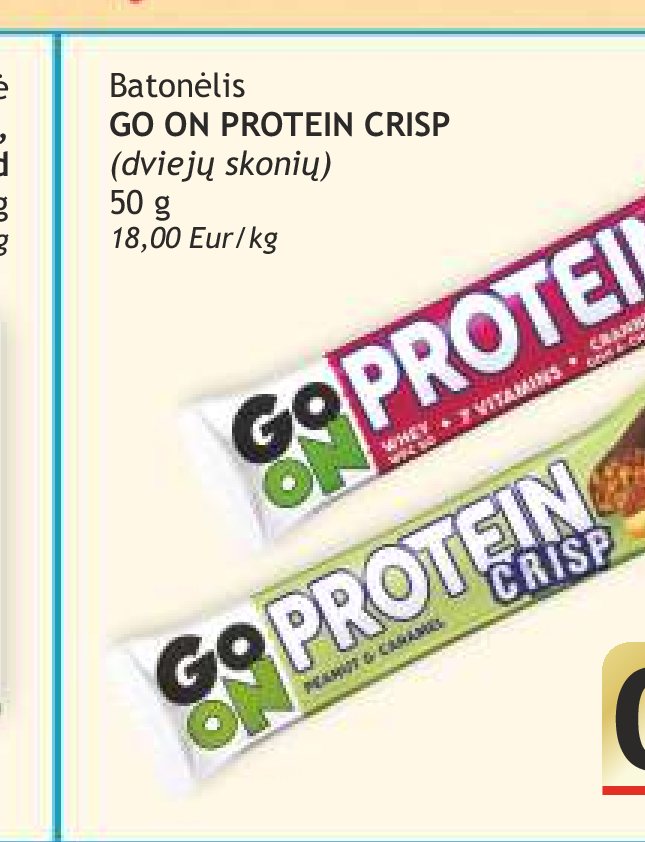 Batonėlis GO ON PROTEIN CRISP, 50 g