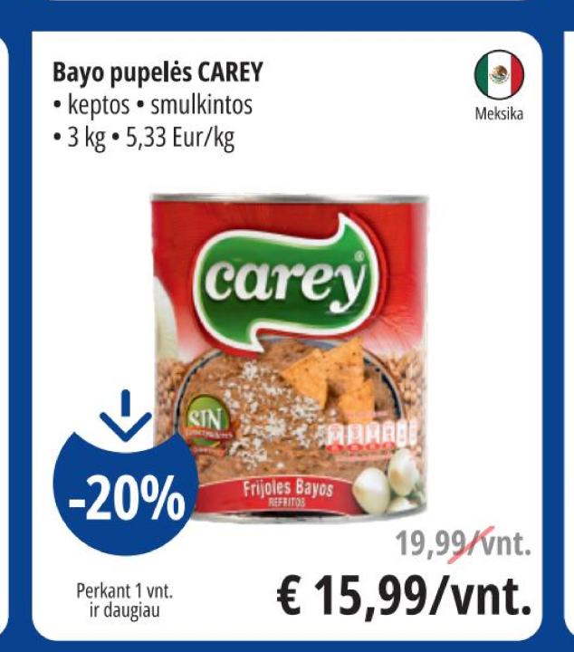 Bayo pupelės CAREY, 3 kg