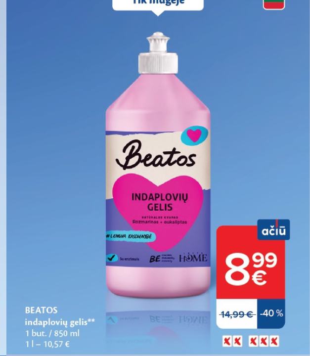 BEATOS indaplovių gelis, 850 ml