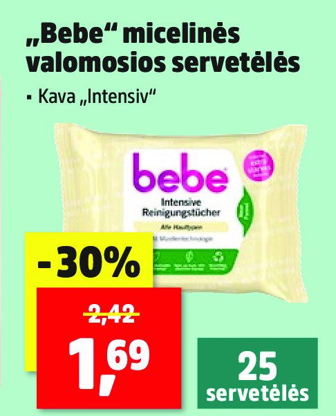 „Bebe“ micelinės valomosios servetėlės