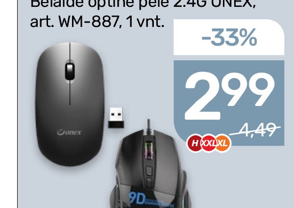 Belaidė optinė pelė ONEX, 2.4 g