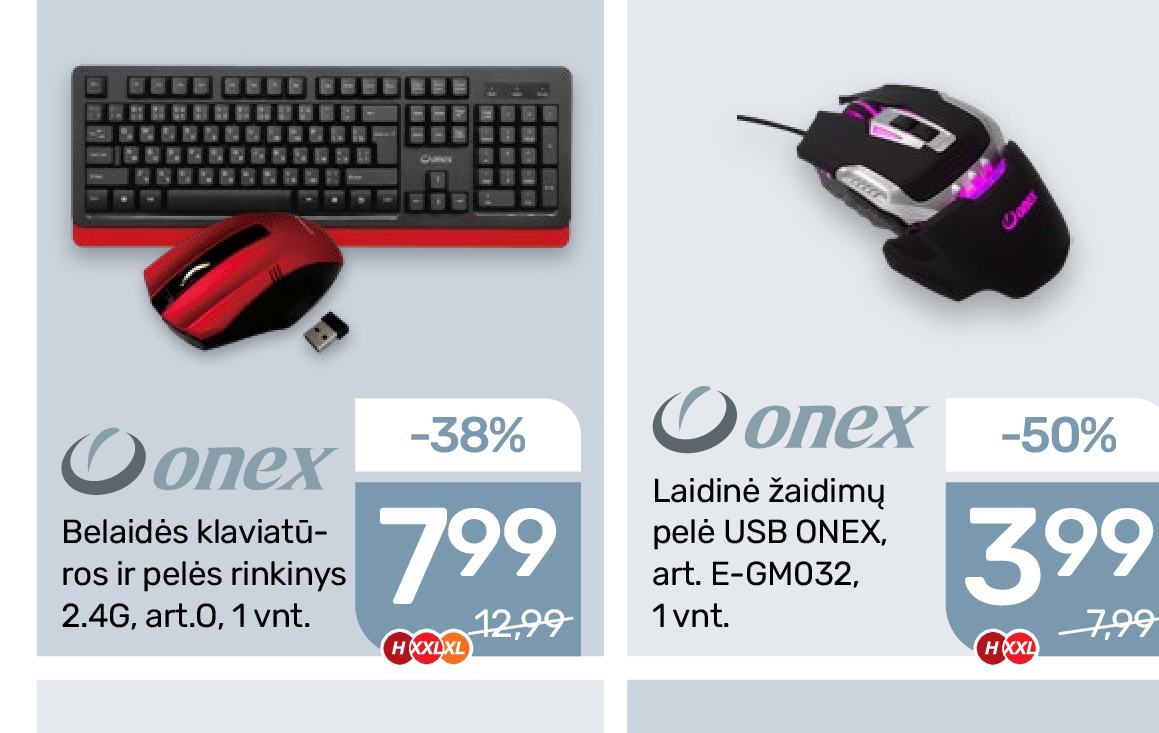Belaidės klaviatūros ir pelės rinkinys, 2.4 g