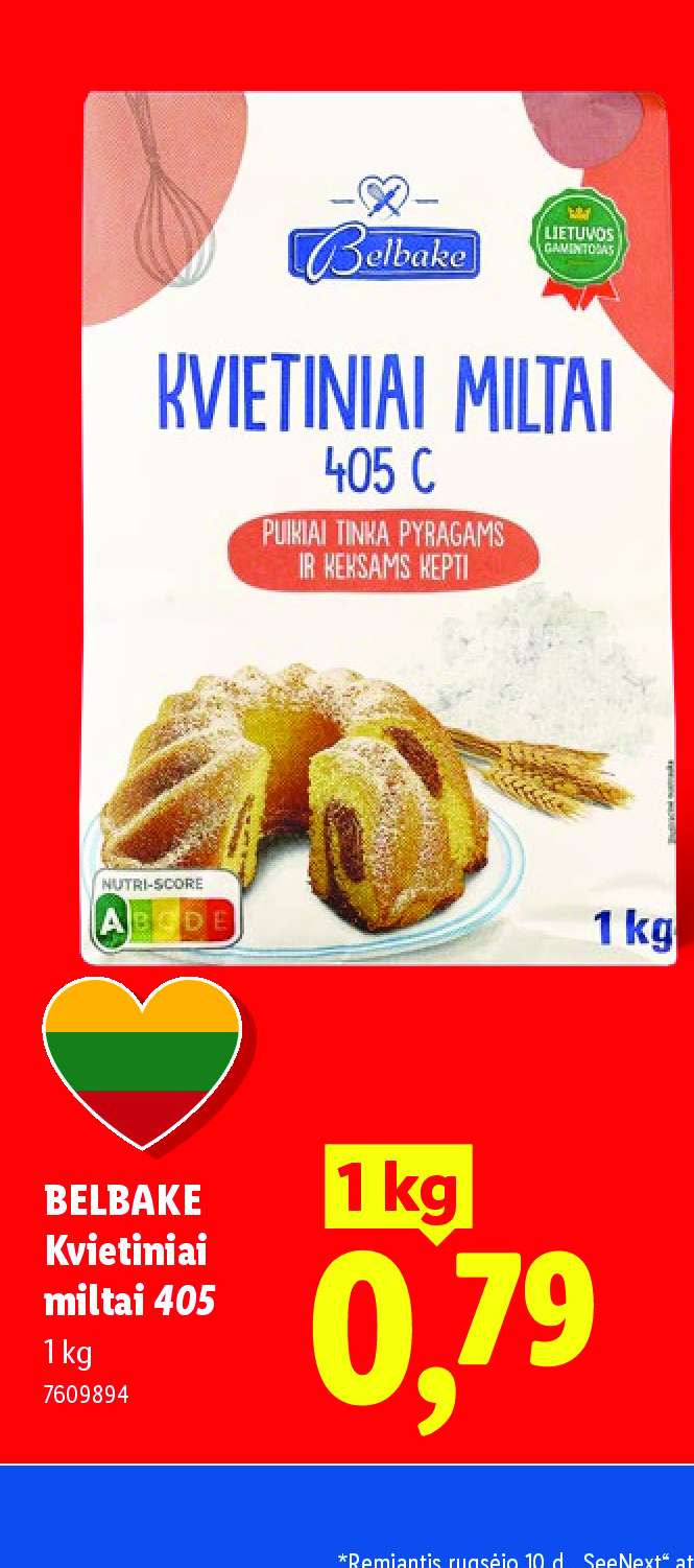 BELBAKE Kvietiniai miltai 405, 1 kg