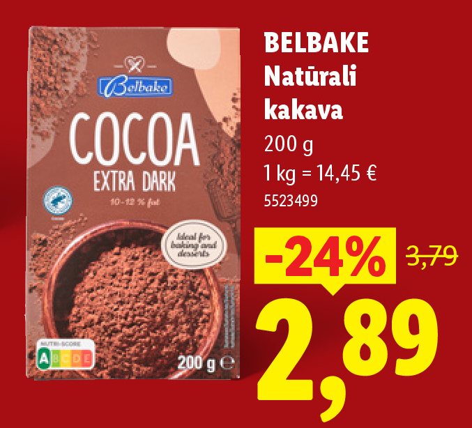 BELBAKE Natūrali kakava, 200 g
