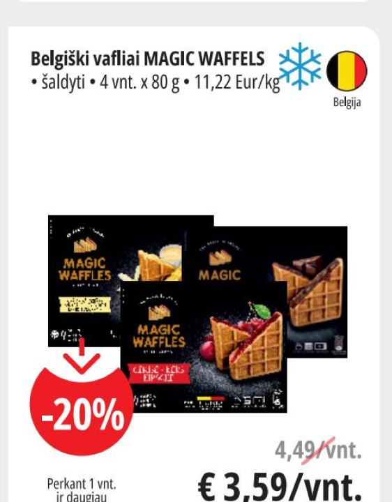 Belgiški vafliai MAGIC WAFFELS, 4 vnt