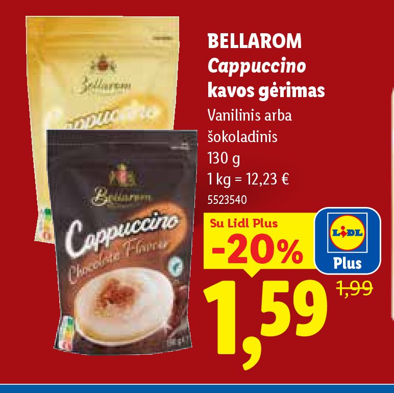 BELLAROM Cappuccino kavos gėrimas, 130 g