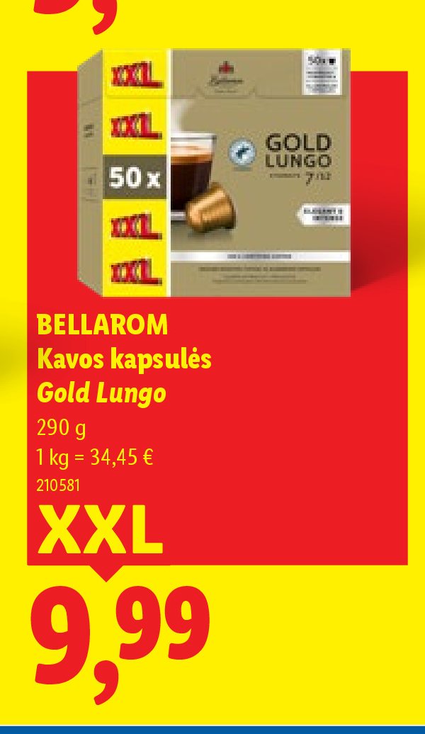 BELLAROM Kavos kapsulės Gold Lungo, 290 g