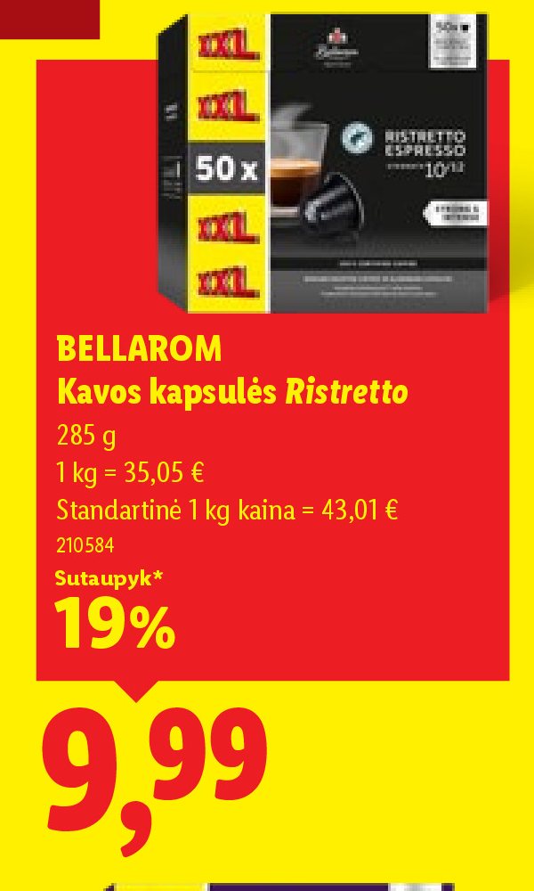 BELLAROM Kavos kapsulės Ristretto, 285 g