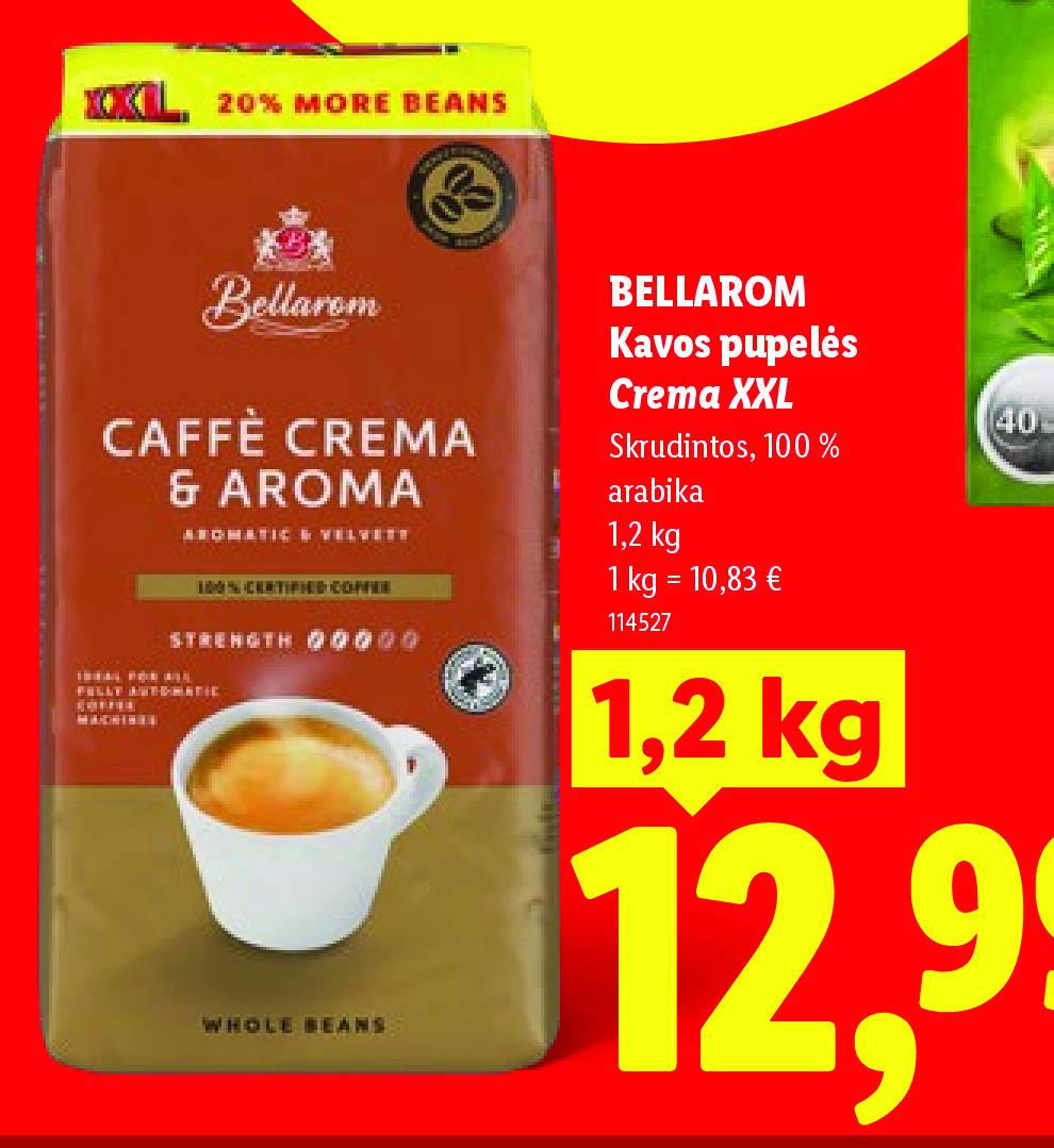BELLAROM Kavos pupelės Crema XXL, 1.2 kg
