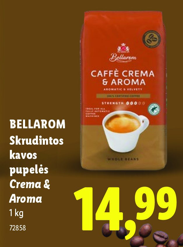 BELLAROM Skrudintos kavos pupelės Crema & Aroma, 1 kg