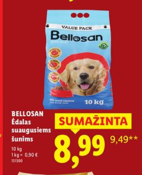 BELLOSAN Ėdalas suaugusiems šunims, 10 kg