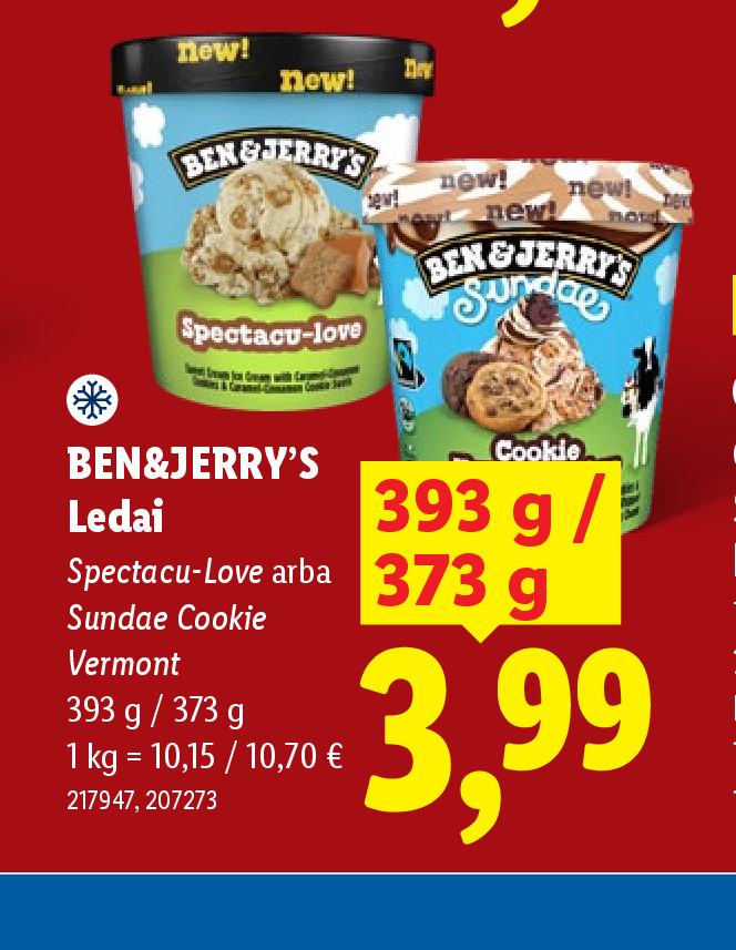 BEN&JERRY'S Ledai, 393 g