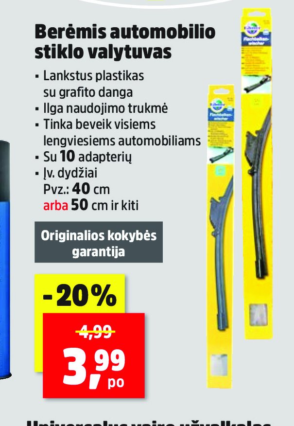 Berėmis automobilio stiklo valytuvas, 40 cm