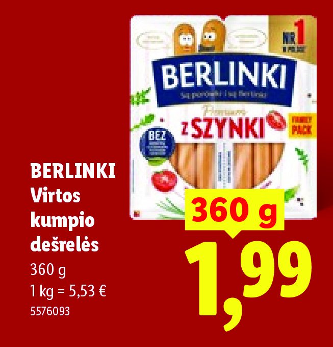 BERLINKI Virtos kumpio dešrelės, 360 g