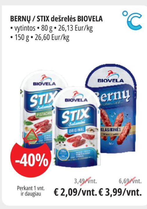 BERNŲ / STIX dešrelės BIOVELA, 150 g