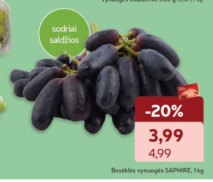 Besėklės vynuogės SAPHIRE, 1 kg