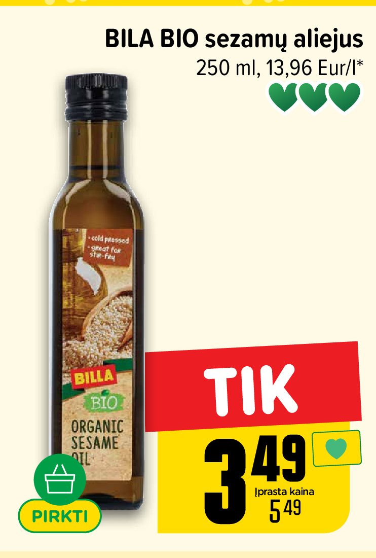 BILA BIO sezamų aliejus, 250 ml