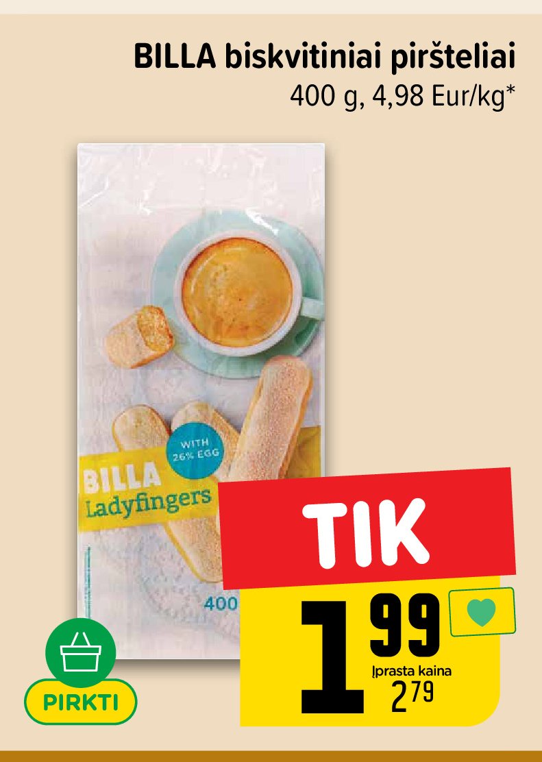 BILLA biskvitiniai piršteliai, 400 g