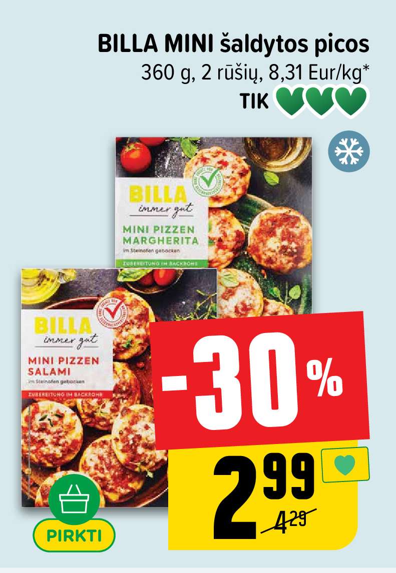 BILLA MINI šaldytos picos, 360 g