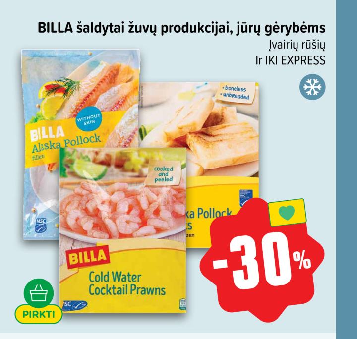 BILLA šaldytai žuvų produkcijai, jūros gėrybėms