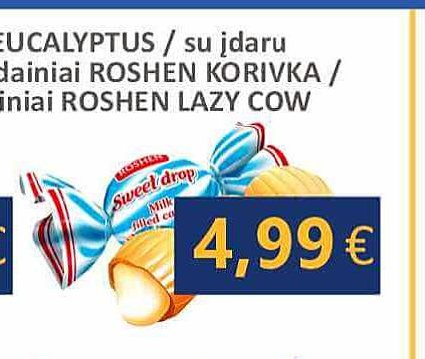 BIM BOM / SWEET DROP / Saldainiai ROSHEN KORIVKA / MILKY SPLASH, 1 kg
