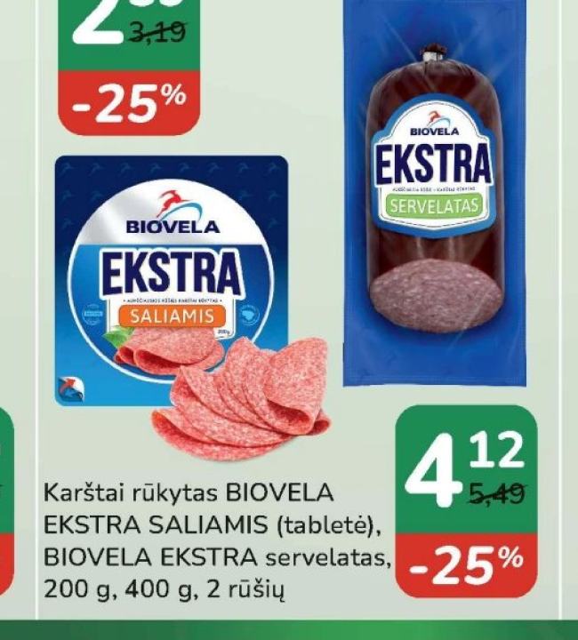 BIOVELA EKSTRA servelatas, 200 g
