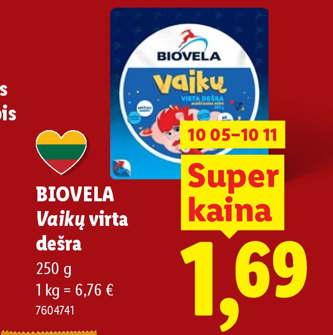 BIOVELA Vaikų virta dešra, 250 g