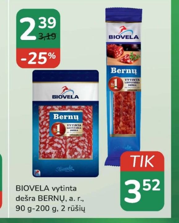 BIOVELA vytinta dešra BERNŲ, 90 g-200 g